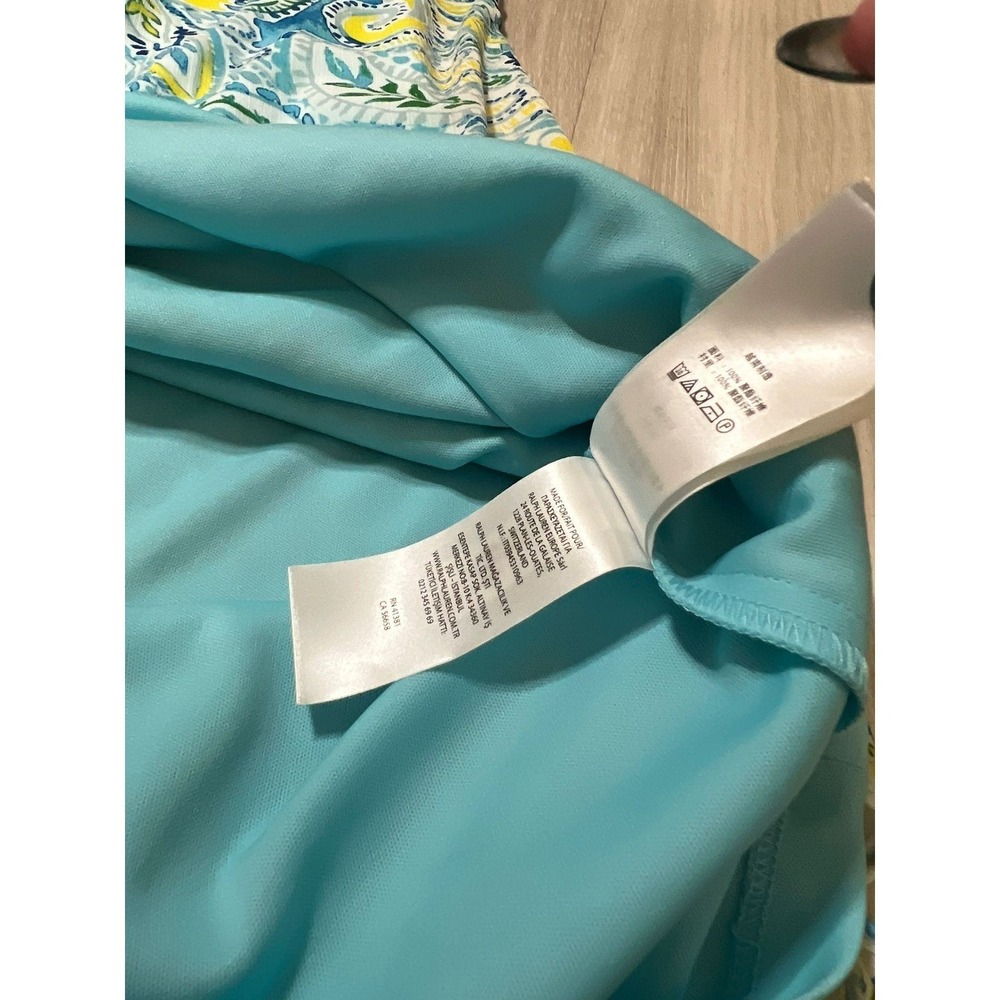 Lauren Ralph Lauren Dress Size 6 Blue Yellow Green Paisley Tiered Ruffle Womens - Picture 14 of 15